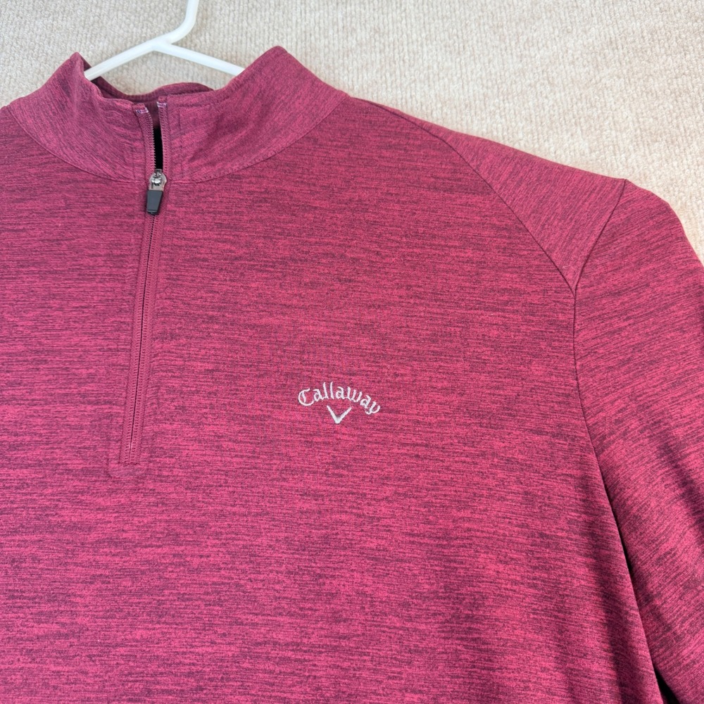 Callaway Mens‎ XXL 1/4 Zip Golf Pullover Heather Burgundy Breathable Soft